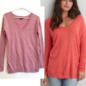 AMERICAN EAGLE Rose Pink Long Sleeve Lightweight Cotton Blend V-Neck Sweater XS
